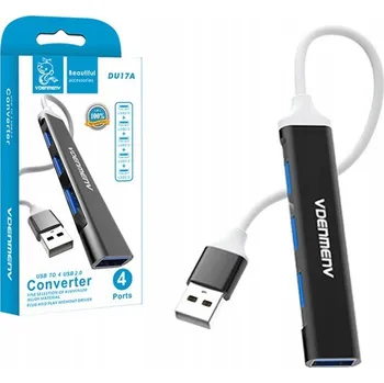 USB hub USB HUB rozbočovač se 4 porty DENMEN DU17 Černý Hliníkový 4xUSB