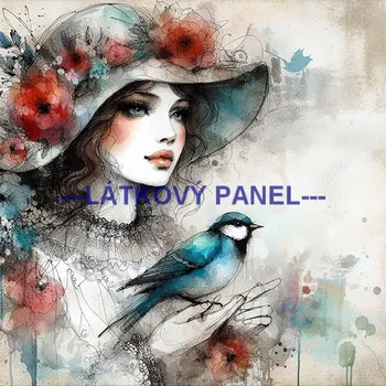 Látkový panel - Dáma s ptáčkem - DZ-106 Velikost: 25x25cm, Materiál: Kočárkovina