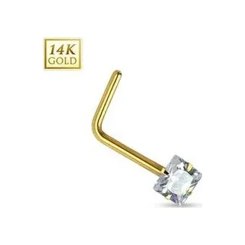 Piercing ZL01030C-YG Zlatý piercing do nosu - čirý zirkon, Au 585/1000