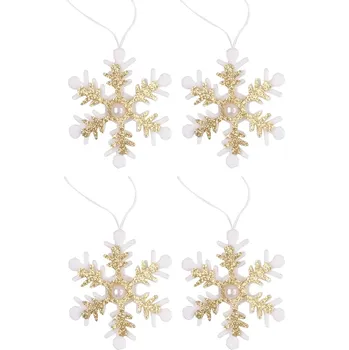 Vánoční dekorace Anděl Přerov s.r.o. Vločka 4 ks v sáčku, 6 cm - výběr barvy Barva (komplet): Zlatá