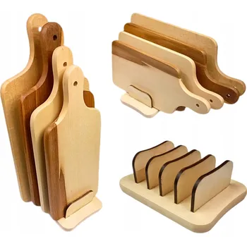 Kuchyňské prkénko Sada prkének na krájení 4 ks se stojanem, impregnované masivní bukové dřevo