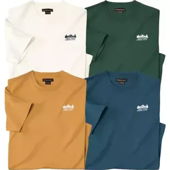 Pánské tričko Atlas For Men Sada 4 jednobarevných bavlněných triček Nature, Žlutá, Velikost 5XL Q3115