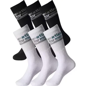 Pánské ponožky Atlas For Men Sada 6 párů sportovních ponožek Atlas For Men, Černá, Velikost 39-42