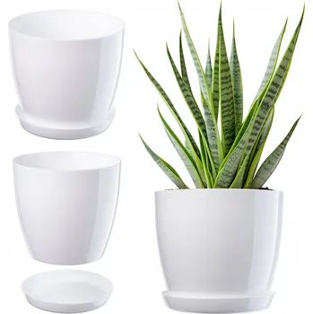 Květináč Bílý plast Květináč Kadax 11 cm x 14 x 12,5 cm
