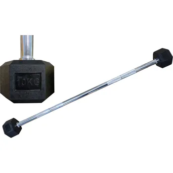 Obouruční šestihranná HEX činka rovná pogumovaná 10kg