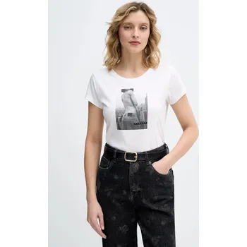 Bavlněné tričko Sisley dámské, béžová barva, 3I1XL107Z 00X, vel. XS