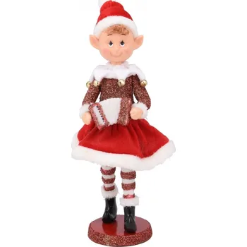 Vánoce Stojící elf holka 30 cm červená