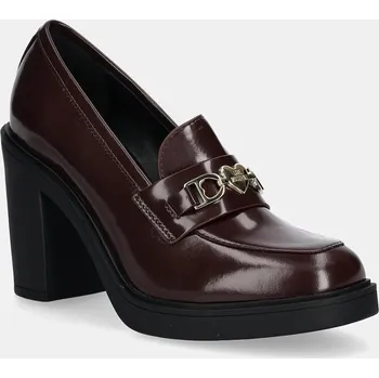Dámské lodičky Kožené lodičky Love Moschino červená barva, na podpatku, JA1018AG1NJD0556 83A, EUR 41