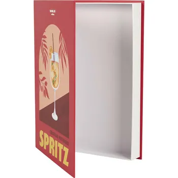 Úložný box Dekorační krabice kniha Intesi červená klasická kartonová do obýváku a ložnice