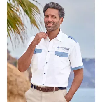 Atlas For Men Bílá letecká košile s detaily z tkaniny chambray, Bílá, Velikost 5XL N3125