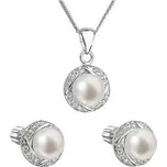 EG3103 Perlová souprava včetně řetízku z říčních perel bílá