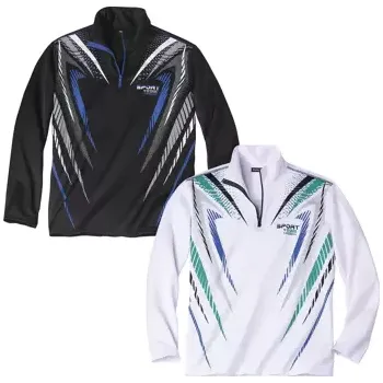 Atlas For Men Sada 2 sportovních mikin se zipovým zapínáním u krku, Černá, Velikost 5XL K6136