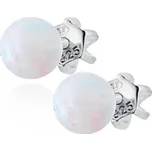 NB946-OP17 Šroubovací stříbrné náušnice s bílým opálem