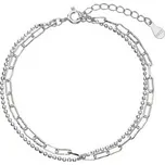 EG7261 Stříbrný náramek dvojitý řetízek kuličky a oválky