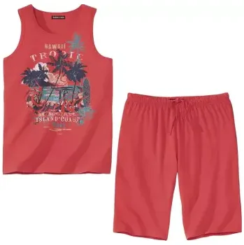 Pánské pyžamo Atlas For Men Krátké pyžamo Hawaii Beach Oranžová M