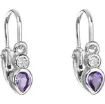 EG2314-A Stříbrné dětské náušnice, fialové zirkony