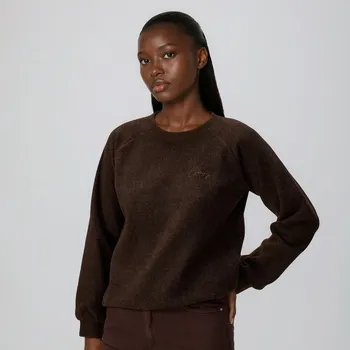 Dámská mikina Reserved - Pletená mikina s výšivkou - tmavě hnědá - 050DT-89M - 050DT-89M-L