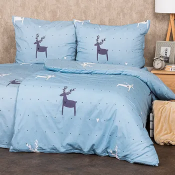 Povlečení 4Home Bavlněné povlečení Deer in love modré 140 x 220, 70 x 90 cm zipový uzávěr