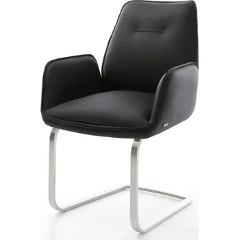 Jídelní židle Jídelní židle Zoa-Flex černá pravá kůže konzolová podnož plochá