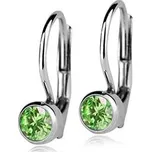 ZB23067-LG Stříbrné náušnice se světle zelenými kamínky 4 mm
