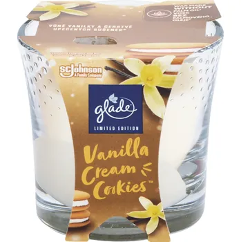 Svíčka Glade Vanilla Cream Cookies vonná svíčka ve skle, doba hoření až 30 hodin 112 g
