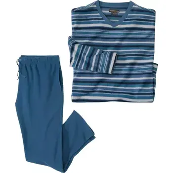 Pánské pyžamo Atlas For Men Pruhované pyžamo z mikrofleecu , Pruhovaná, Velikost XL N7139