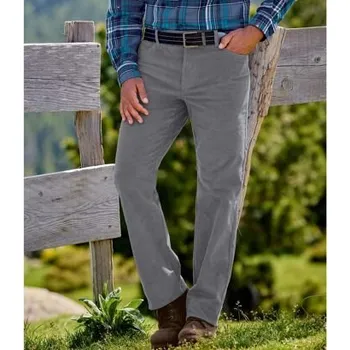 Pánské kalhoty Atlas For Men Pohodlné manšestrové kalhoty s poloelastickým pasem Šedá 62