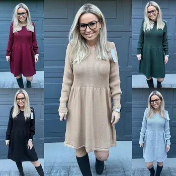 Dámské šaty Svetrové šaty ALEX Béžová