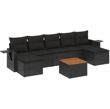 Zahradní nábytek z umělého ratanu VidaXL, černý, 8 dílů