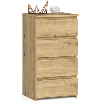 Komoda Noční stolek komoda 4 zásuvky dub sonoma/bílá – funkční a elegantní