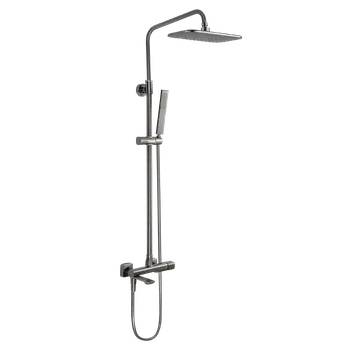 Vodovodní baterie Laveo Tores, nástěnná sprchová souprava s otočnou vanovou výlevkou, grafitová, LAV-PLT_90KB