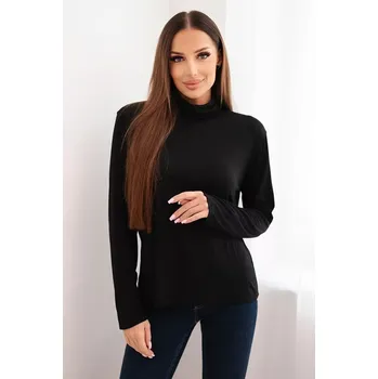 Dámská halenka Kesi Włoski Dámská viskózová blůza s rolákem a dlouhým rukávem černá Kesi Włoski černá 3474599
