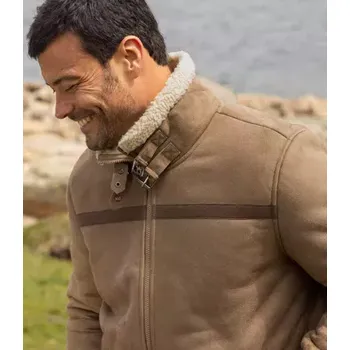 Pánská casual bunda Atlas For Men Bunda Adventurer z imitace semiše zateplená umělým beránkem , Hnědá, Velikost 5XL M3117