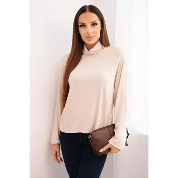 Dámská halenka Kesi Włoski Dámská viskózová blůza s rolákem a dlouhým rukávem béžová Kesi Włoski černá | hnědá | krémová 3473558