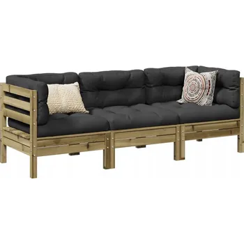 Zahradní lavice zahrada-XL 3dílná zahradní sedací souprava a podušky impregnovaná borovice 3299274