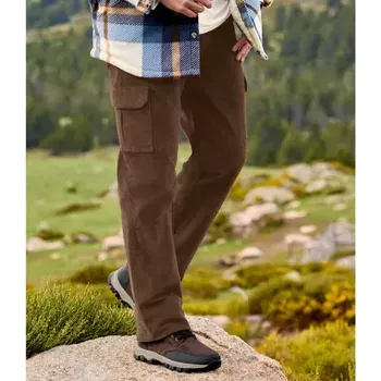 Atlas For Men Hnědé manšestrové kapsáče, Hnědá, Velikost 60 N8115