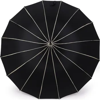 Dámský deštník pagoda s koženou rukojetí, velké, 2 černá krémová