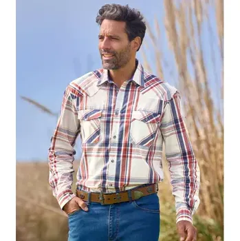 Atlas For Men Kostkovaná popelínová košile, Kostkovaná, Velikost 5XL Q0117