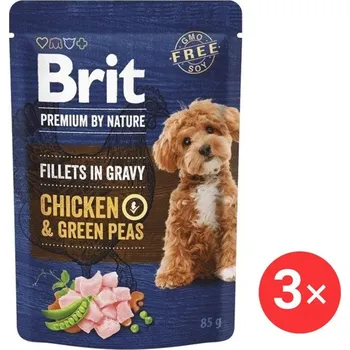 Volný čas Brit Premium by Nature Dog Fillets in Gravy Chicken & Green Peas 3 × 85 g