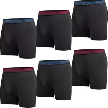 Boxerky Atlas For Men Sada 6 černých boxerek, Černá, Velikost L Q1138
