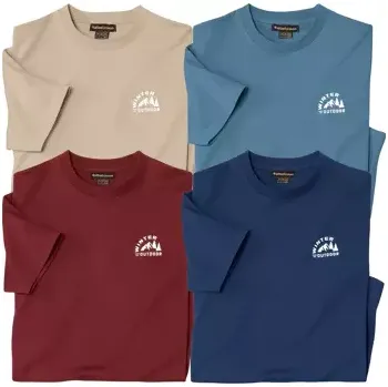 Atlas For Men Sada 4 klasických triček, Modrá, Velikost M Q2138