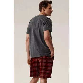 Pánské pyžamo Pánské pyžamo Atlantic NMP-397 - bavlna Šedo-červená S