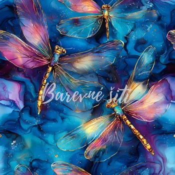 Úplet, Zlatavé vážky na modré (E) (Top kvalitní úplet Bella digitisk)