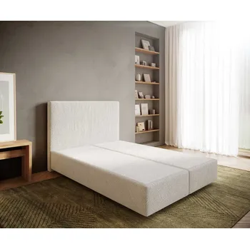 Postel Boxspring postel Dream-Well 140x200 cm bouclé smetanovo-bílá