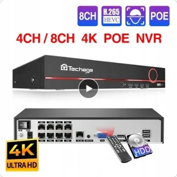 IP kamera Rejestrator IP 16kanálový 8xPOE 4K 8MPX S PILOTEM + MYŠÍ