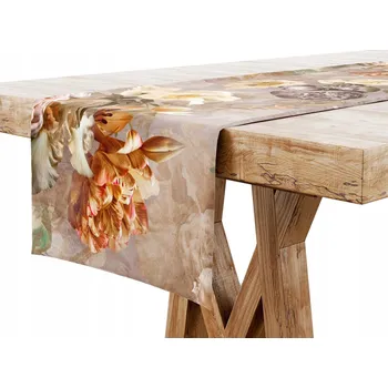 ubrus Běžec béžový, krémový, odstíny hnědé, odstíny oranžové, odstíny růžové, odstíny zelené, vícebarevný 160 x 40 cm