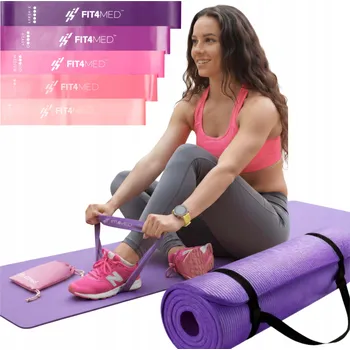 podložka na cvičení SADA NA CVIČENÍ DOMA FITNESS 5 GUM ODOLNÁ PODLOŽKA