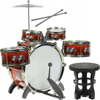 Hudební nástroj pro děti Dětská bicí souprava 5 bubnů 2 činely Hudební nástroj + Stolička