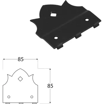 Tesařské kování DOMAX SD spojka pro stavbu pergol a houpaček Nastříkaný práškovou barvou černé (C) SDD 85 B - 85 x 85 x 2.5 mm ( 12 ks)