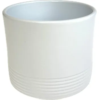 Obal na květináč Obal válec Rille pr.12 cm bílý keramický